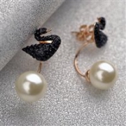 Swarovski 施华洛世奇Iconic Swan 经典黑天鹅珍珠耳钉