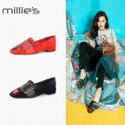 millie's 妙丽 女士羊绒/牛皮圆头低跟复古单鞋 TX3DSCM7 2色