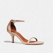 COACH 蔻驰 Heeled Sandal 女士真皮一字带凉鞋 新低$54.99