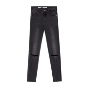 Pull&Bear 女士紧身款卡普里破洞牛仔裤