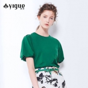 2018夏装新款，YIGUE 亦谷 通勤淑女灯笼袖泡泡袖T恤 4色