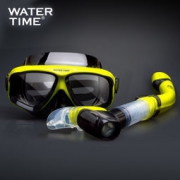 欧盟CE认证！watertime 包裹式专业浮潜面镜+全干式呼吸管