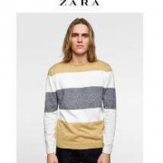 限尺码：ZARA 男装 绞纹条纹针织衫 03332480703