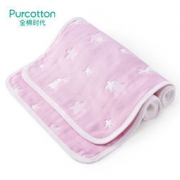 PurCotton 全棉时代 婴儿六层纱布面巾 25x50cm 粉底星星小兔 2条装