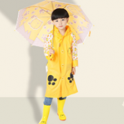充气帽檐 蓝蚂蚁 带书包位 儿童雨衣