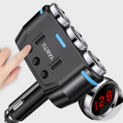 沿途 B39 一拖三车载点烟器 带双USB接口