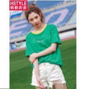 HSTYLE 韩都衣舍 OU12455 女士印花宽松T恤