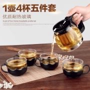 紫丁香 玻璃耐热茶壶 700ml 5件套