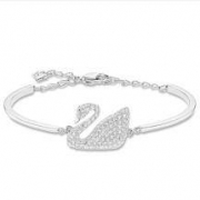 prime会员：SWAROVSKI施华洛世奇 Swan 经典镶钻银色天鹅手镯5011990