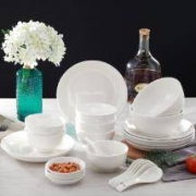 靓佳 纯白强化陶瓷餐具 24头