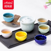 阿特泥 龙泉青瓷多彩快客杯 一壶六杯