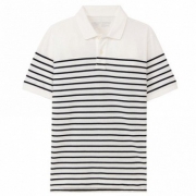 MUJI 无印良品 男式棉条纹珠地网眼POLO衫