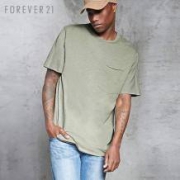 Forever21 男士全棉宽松毛边短袖T恤 00239221