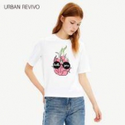 URBAN REVIVO YL13R4EF200 女士印花圆领短袖棉质T恤