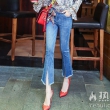女士毛边九分开叉裤