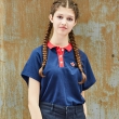 女士网眼布徽章蝙蝠袖Polo衫