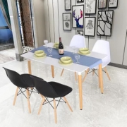天米 伊姆斯北欧风餐桌椅组合（1.2米餐桌+2白椅+2黑椅）