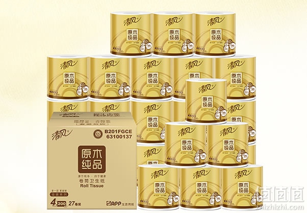 清风原木纯品金装卷纸