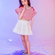 米妮哈鲁女童韩版条纹短裙 红色