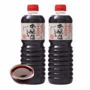 日本进口 和田宽 浓口酱油1L*2瓶 赠苹果汁250ml*4