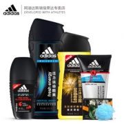 阿迪达斯 运动劲爽洗护套装 洗发+沐浴+走珠+洁面乳4件套