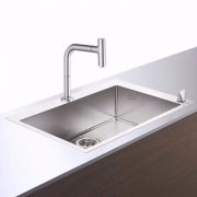 镇店之宝，Hansgrohe 汉斯格雅 手工单槽搭配梦迪诗Select200按键式抽拉龙头套装