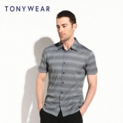 Tommy Hilfiger制造商，Tony Wear 汤尼威尔 男士全棉印花短袖衬衫 两色