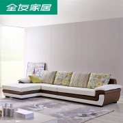 QuanU 全友家居 102011 皮布艺沙发组合 正向 咖啡色