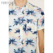 Forever21 男士棕榈树全棉短袖翻领衬衫