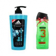 adidas 男士沐浴露 冰点舒爽600Ml + 温和清爽型 400ML
