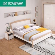 QuanU 全友 122302 板式双人床组合（1.5米床+床头柜*1+床垫）