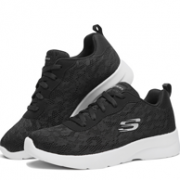 尺码齐全 Skechers 斯凯奇 女士 蕾丝网面 运动鞋12963-BKW