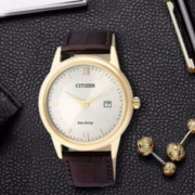 镇店之宝，CITIZEN 西铁城  AW1232-12A  光动能小牛皮表带男表