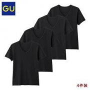 GU 男子基础V领T恤 4件装