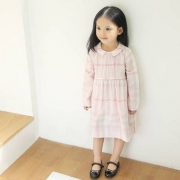 网易严选 女童格纹棉质褶皱连衣裙 内搭短裤