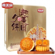 趣美园 广式 双黄白莲蓉月饼180g*4个 铁盒装