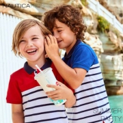 18新款，Nautica 诺蒂卡 男童纯棉条纹短袖Polo衫 两色