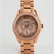 Fossil 化石 ES2811 超美玫瑰金水晶石英女士腕表