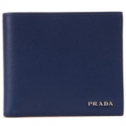 PRADA 普拉达 男士蓝色小牛皮短款钱包 2MO513 C5S F0CV5