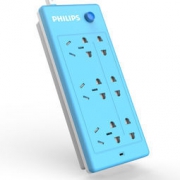 PHILIPS 飞利浦 六孔位蓝色插座 1.8米