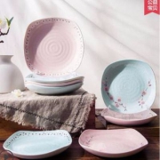 釉下彩，雅诚德 日式陶瓷餐盘 17cm 4个 多色