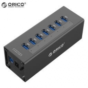 ORICO 奥睿科 USB3.0分线器 A3H7 黑色（ 一拖七、HUB集线器带电源、全铝7口 ）