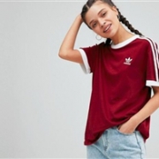 可直邮！adidas阿迪达斯女士三道杠T恤