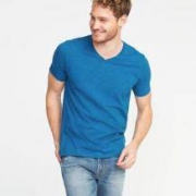 OLD NAVY 000604348 男士轻柔水洗针织V领短袖T恤 *3件