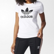 仅限今天！adidas 阿迪达斯 三叶草 TREFOIL TEE 短袖上衣 女子 BR8054白