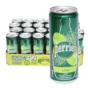 Perrier 巴黎水 青柠气泡矿泉水 罐装 330mlx24罐