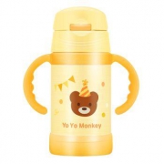 Yo Yo Monkey 优优马骝 儿童保温吸管杯 260ml 黄色小熊 *3件