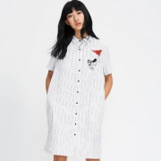 美特斯邦威 女士长款宽松短袖衬衫