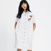 Meters bonwe 美特斯邦威 225581 女士长款短袖衬衫