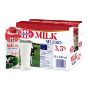 波兰进口：Mlekovita  妙可 全脂纯牛奶 箱装 250ml*12  7件